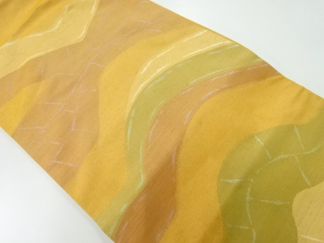 JAPANESE KIMONO / VINTAGE NAGOYA OBI / SILK / TSUMUGI / WOVEN ABSTRACT
